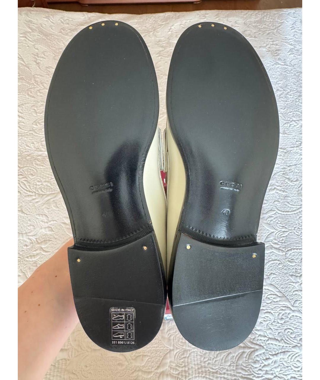 GUCCI Белые кожаные лоферы, фото 6