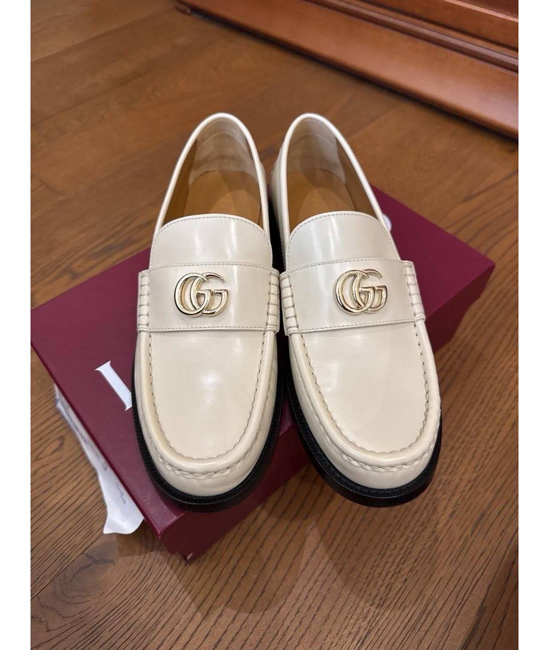 GUCCI Белые кожаные лоферы, фото 3