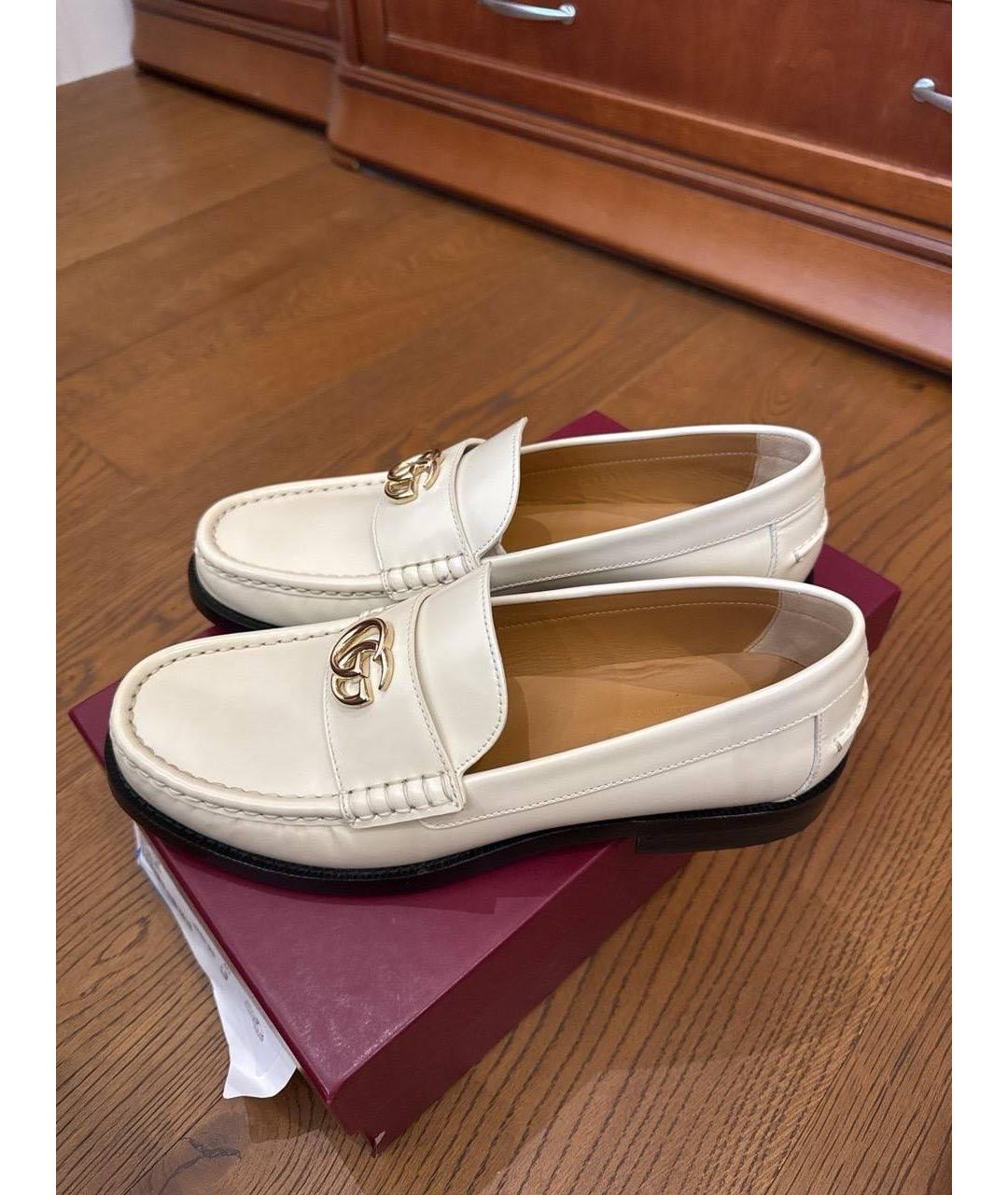 GUCCI Белые кожаные лоферы, фото 5