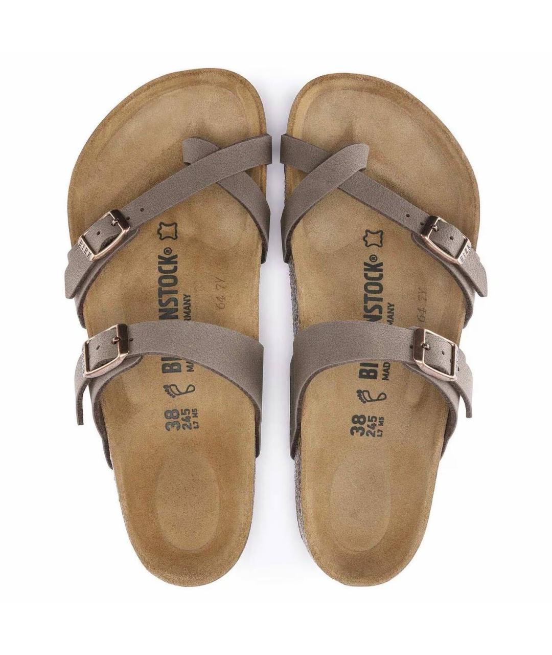 BIRKENSTOCK Коричневые кожаные шлепанцы, фото 2