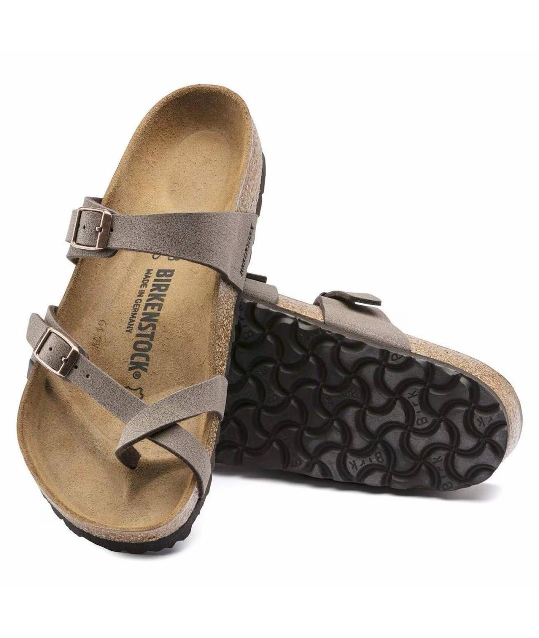 BIRKENSTOCK Коричневые кожаные шлепанцы, фото 3