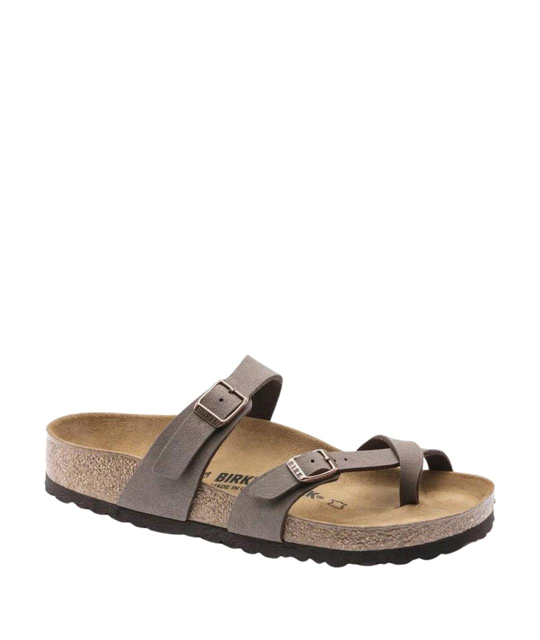 BIRKENSTOCK Коричневые кожаные шлепанцы, фото 1