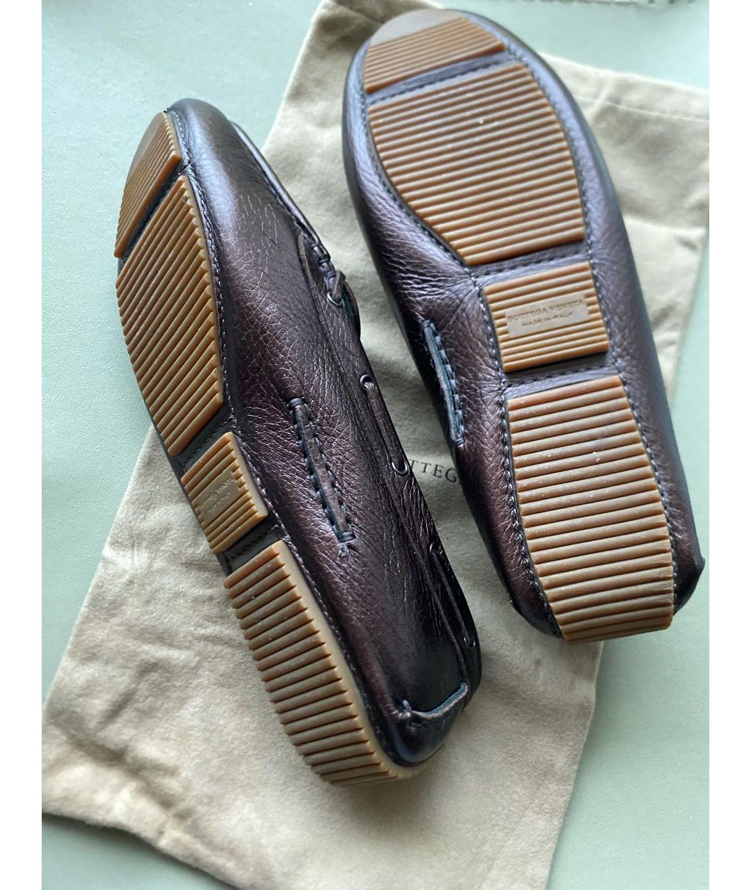 BOTTEGA VENETA Коричневые кожаные мокасины, фото 4