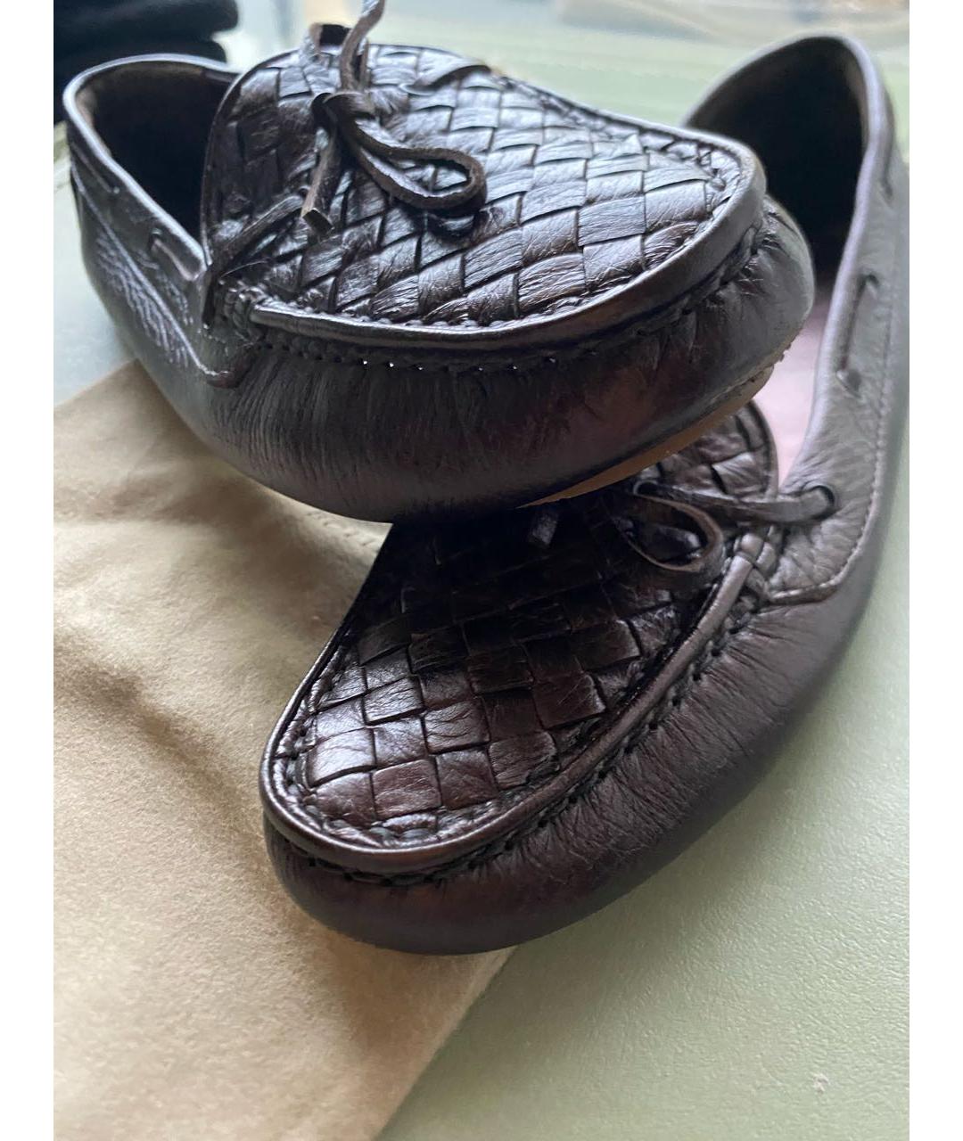 BOTTEGA VENETA Коричневые кожаные мокасины, фото 3