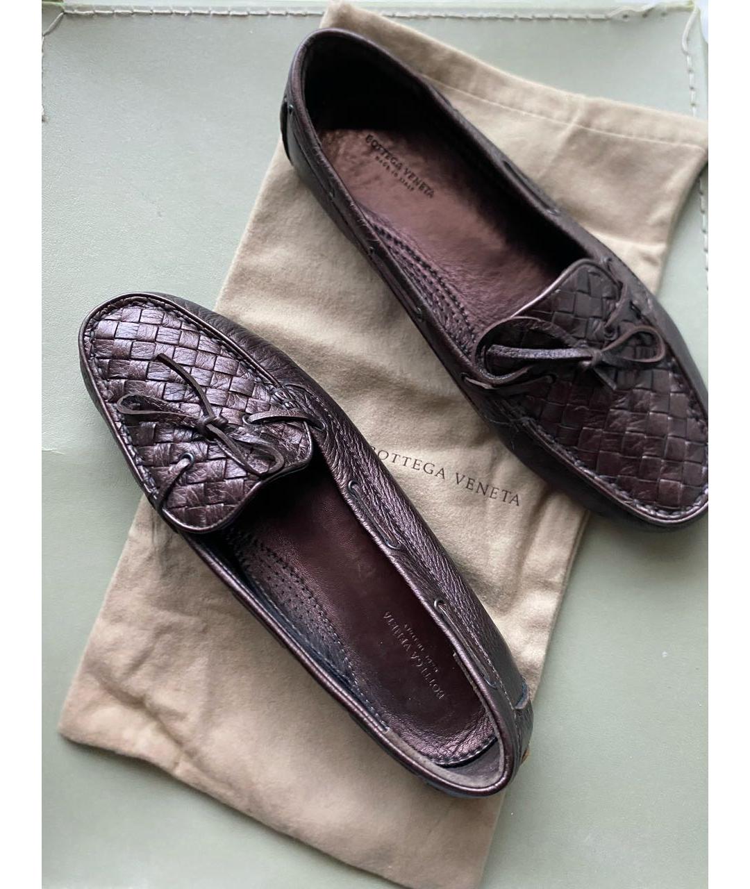BOTTEGA VENETA Коричневые кожаные мокасины, фото 2
