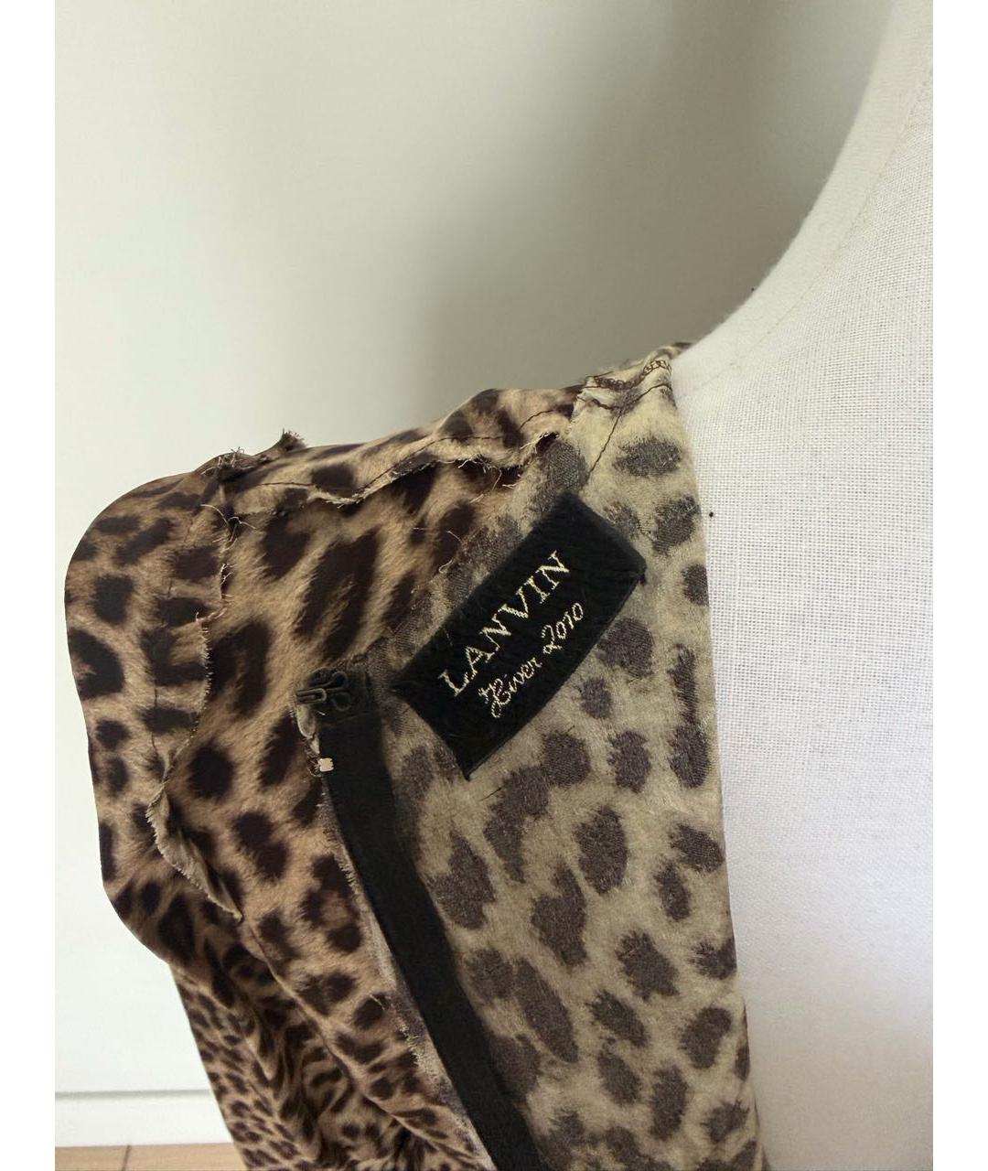 LANVIN Коричневое шелковое повседневное платье, фото 3