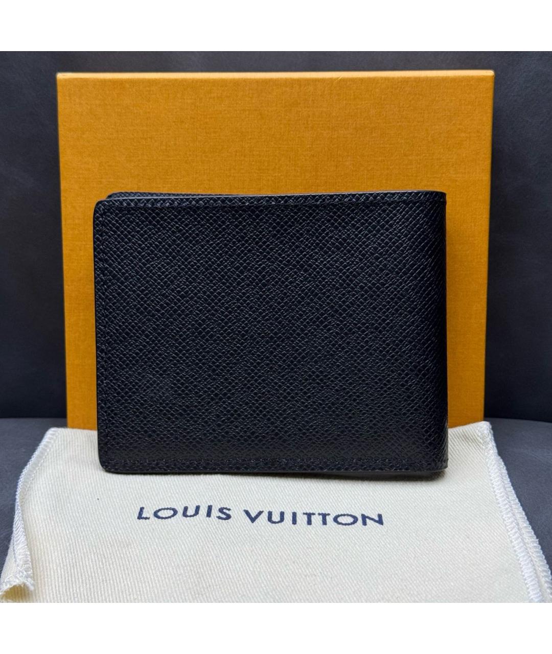 LOUIS VUITTON Черный кожаный кошелек, фото 7