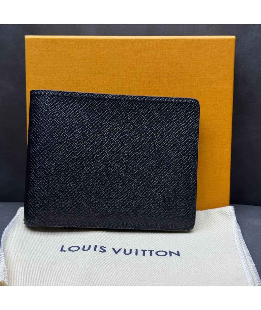 LOUIS VUITTON Черный кожаный кошелек, фото 2
