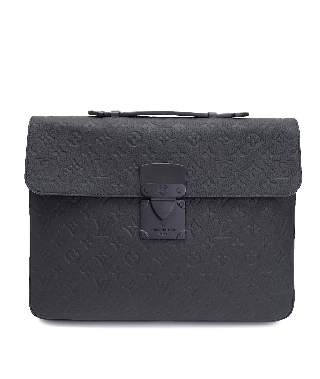LOUIS VUITTON Черный кожаный портфель, фото 10