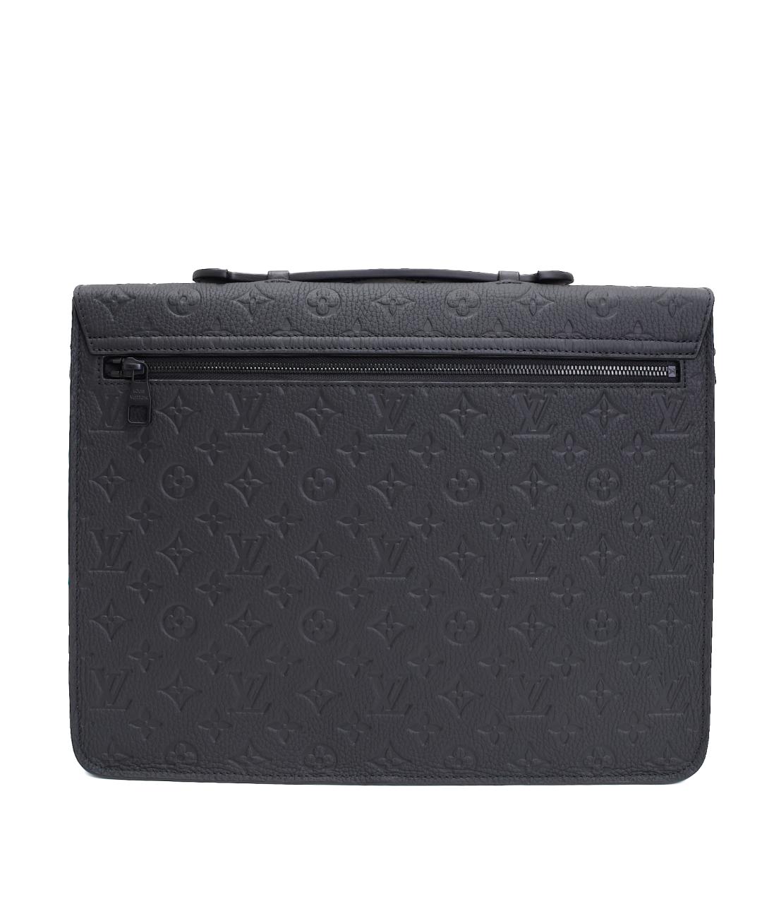LOUIS VUITTON Черный кожаный портфель, фото 3