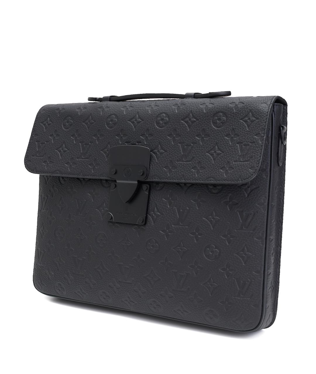 LOUIS VUITTON Черный кожаный портфель, фото 2