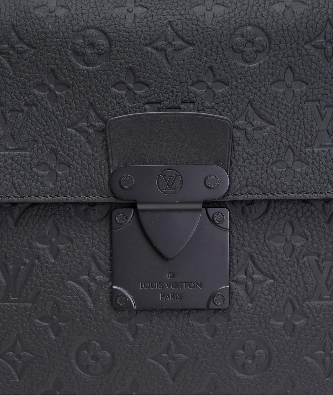 LOUIS VUITTON Черный кожаный портфель, фото 4