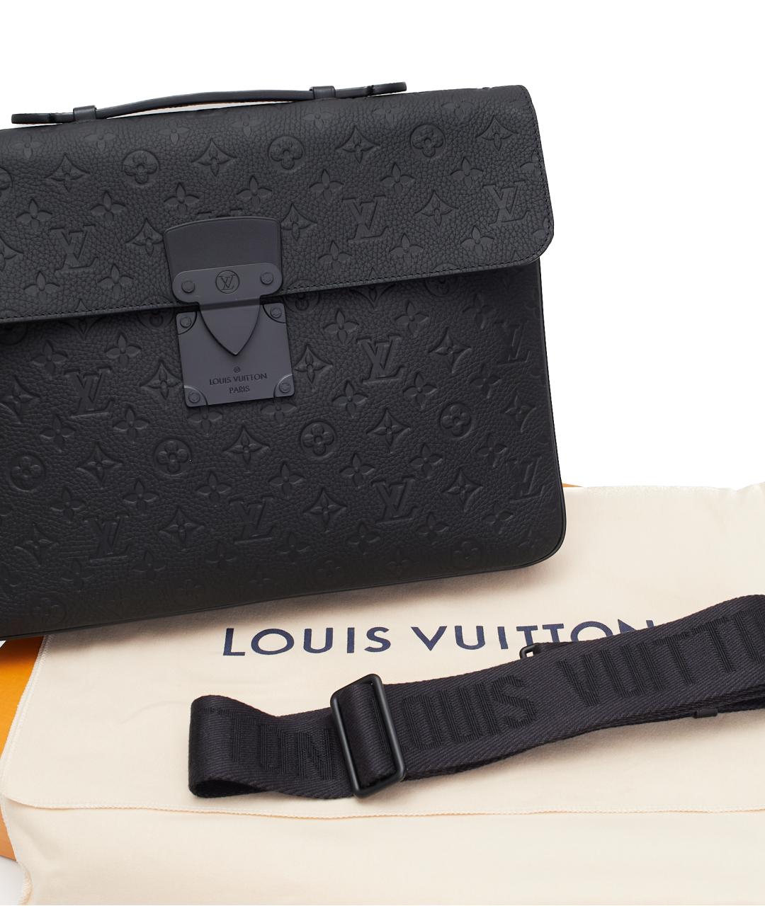 LOUIS VUITTON Черный кожаный портфель, фото 8