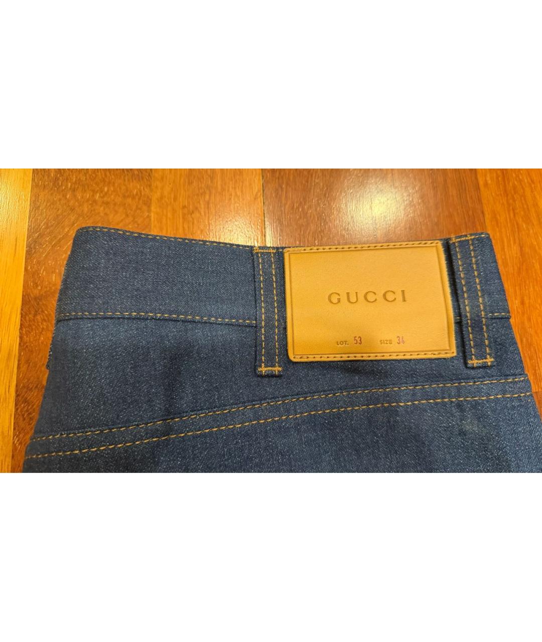 GUCCI Синие хлопковые прямые джинсы, фото 5