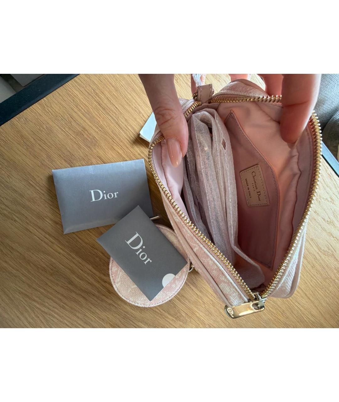 CHRISTIAN DIOR Розовая тканевая сумка через плечо, фото 3