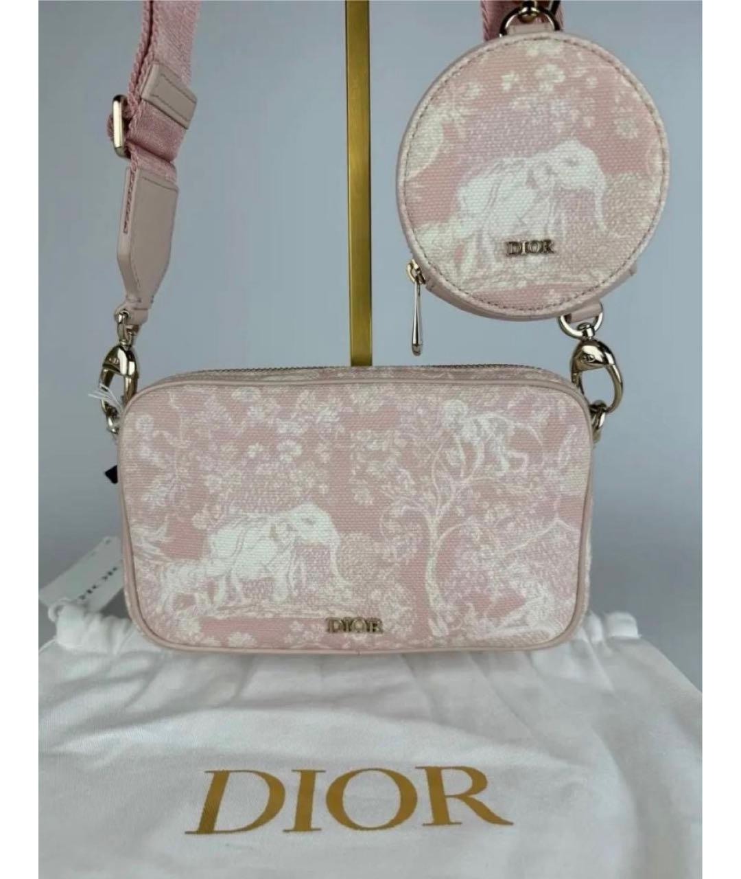 CHRISTIAN DIOR Розовая тканевая сумка через плечо, фото 5