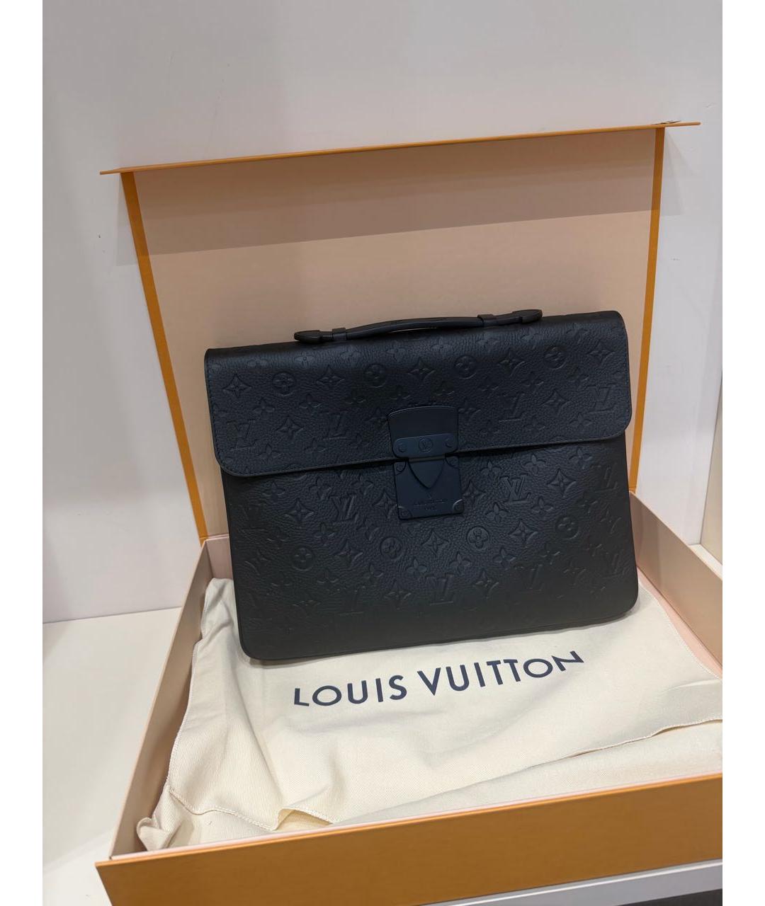 LOUIS VUITTON Черный кожаный портфель, фото 2