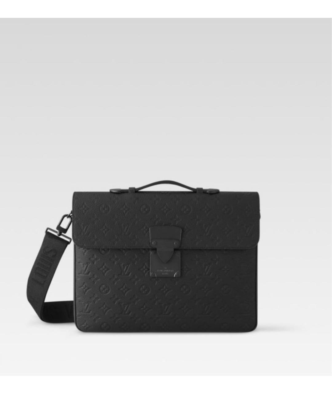 LOUIS VUITTON Черный кожаный портфель, фото 5