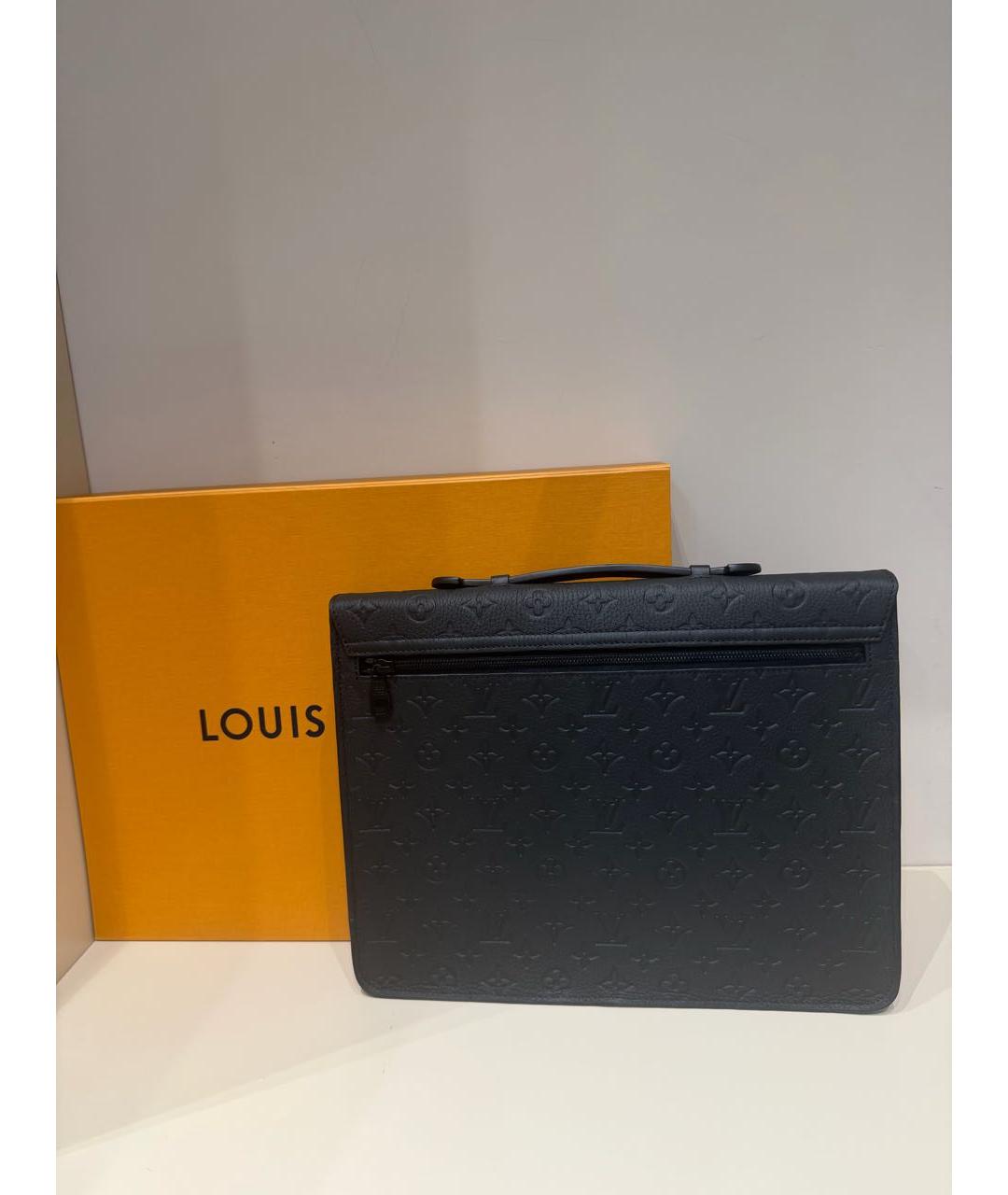 LOUIS VUITTON Черный кожаный портфель, фото 3