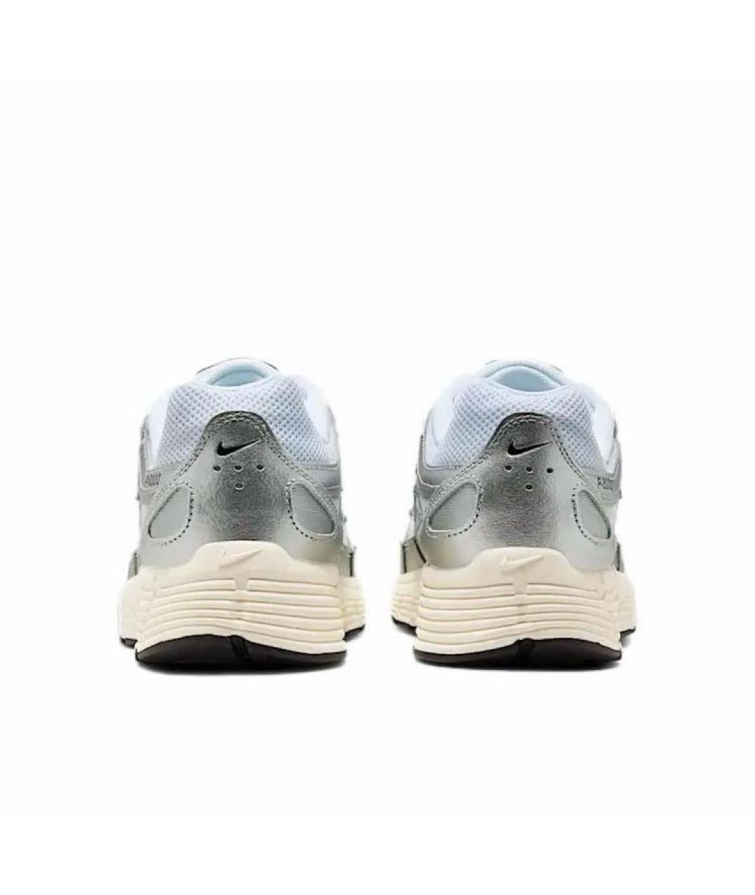 NIKE Серебряные кожаные низкие кроссовки / кеды, фото 4