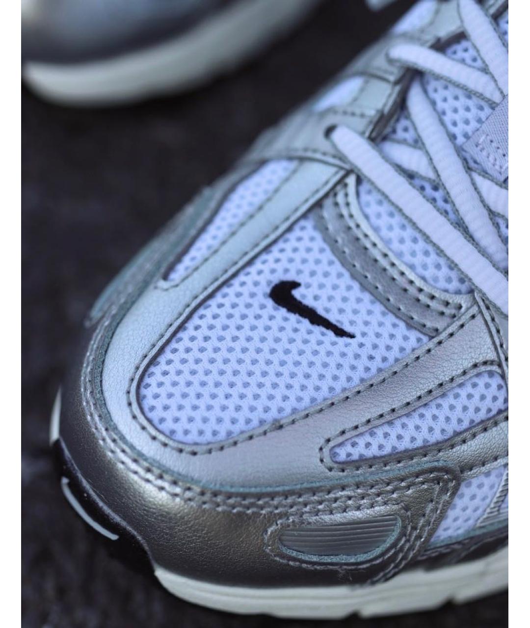 NIKE Серебряные кожаные низкие кроссовки / кеды, фото 7