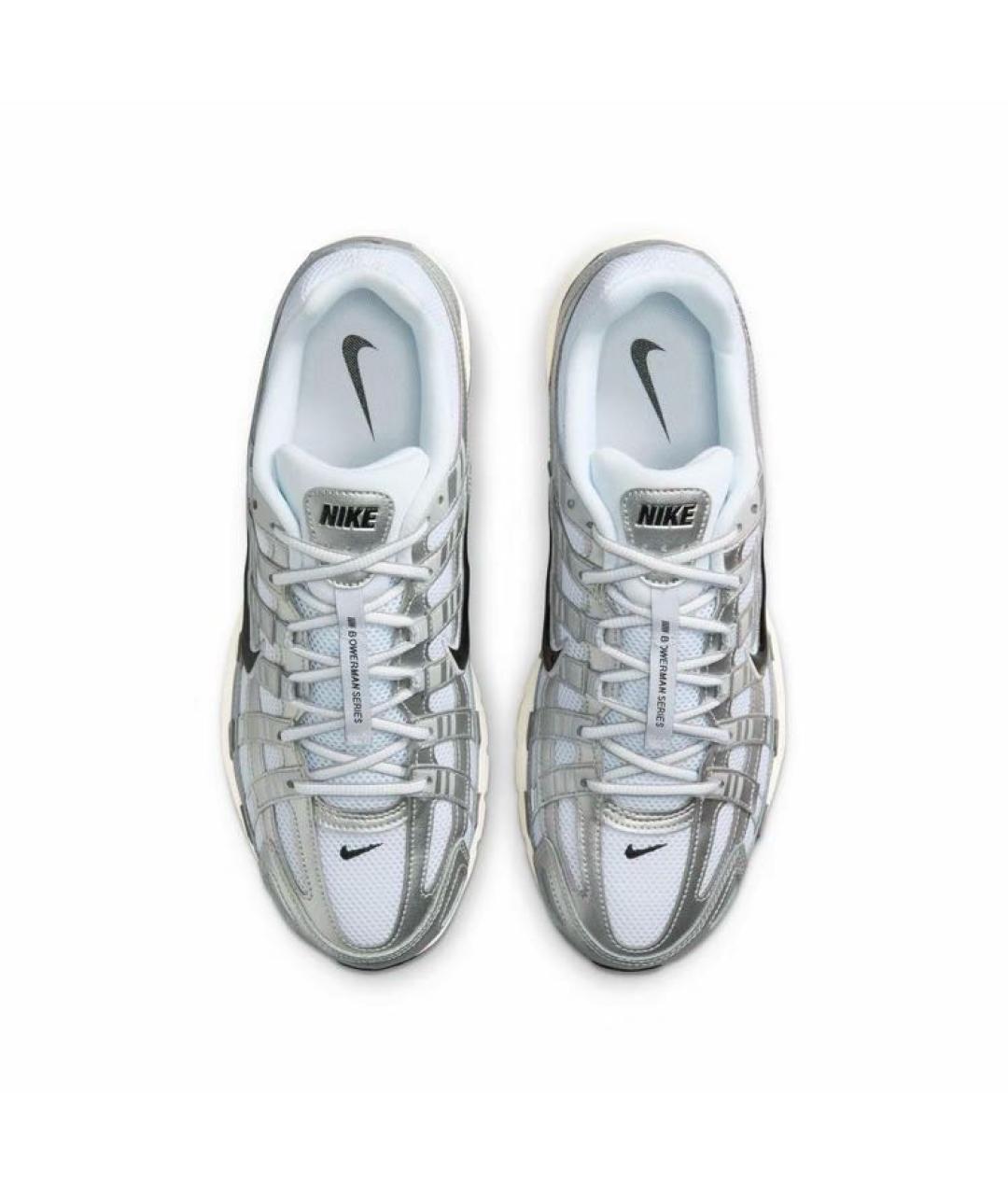 NIKE Серебряные кожаные низкие кроссовки / кеды, фото 3