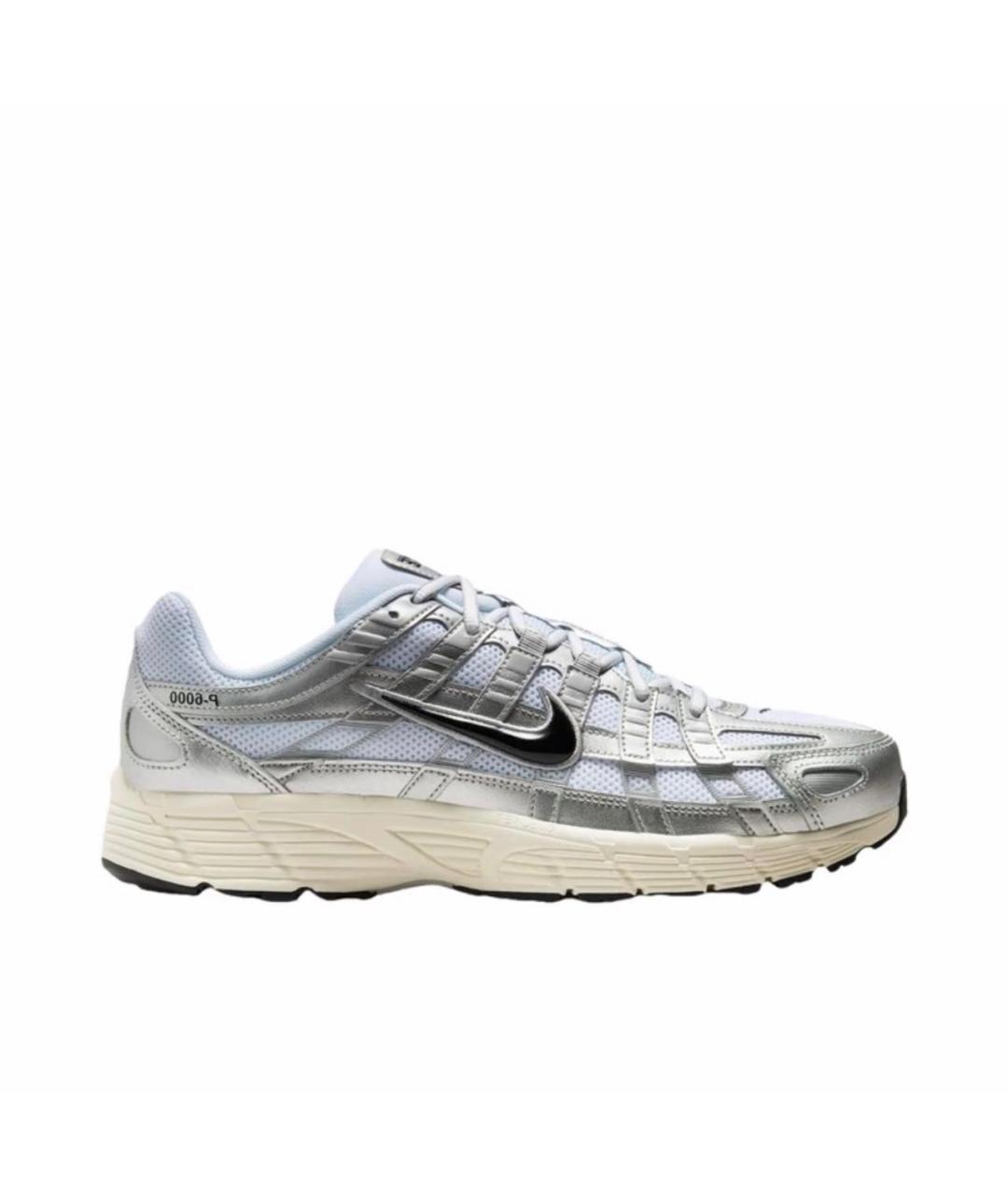 NIKE Серебряные кожаные низкие кроссовки / кеды, фото 1