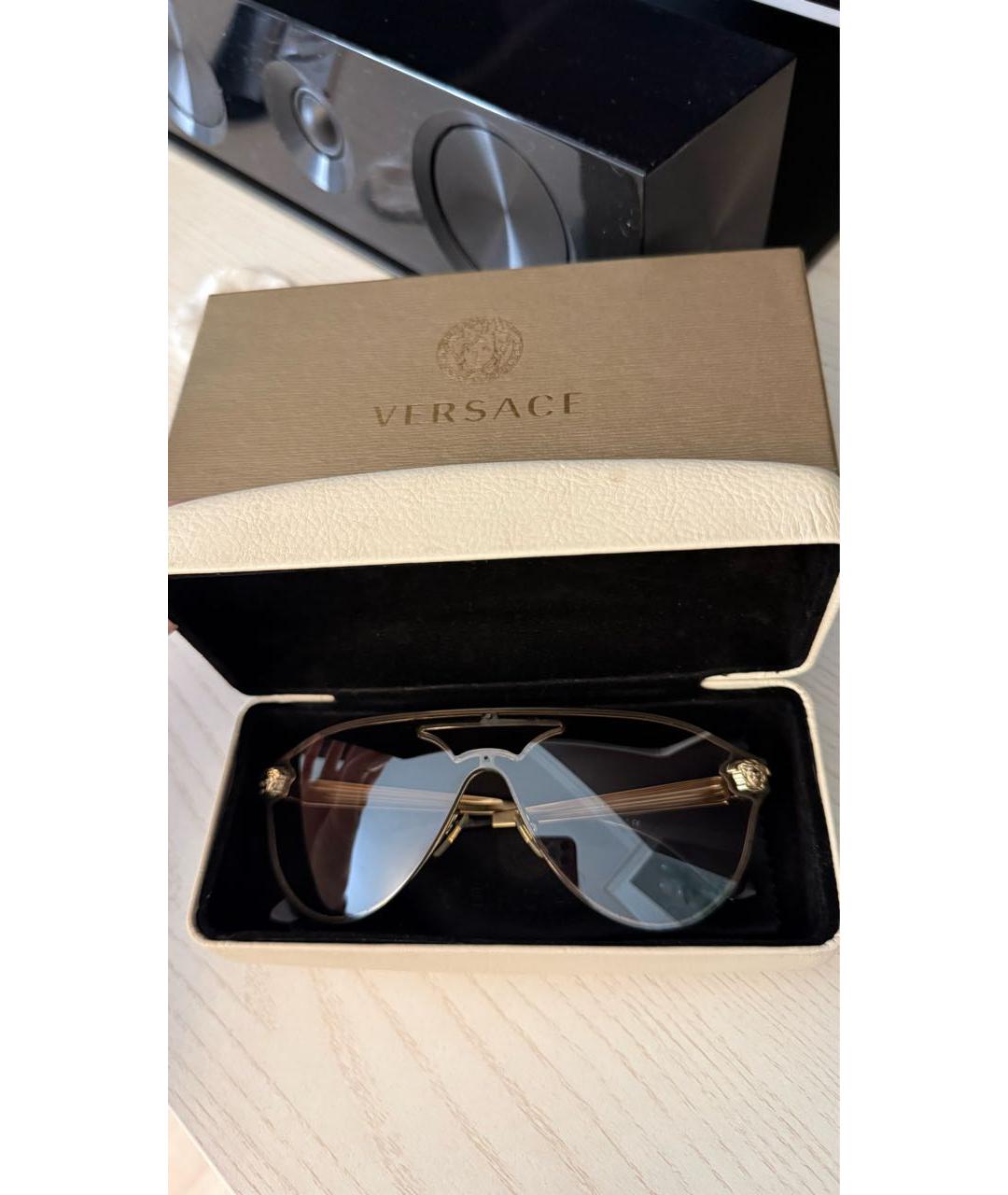 VERSACE Антрацитовые металлические солнцезащитные очки, фото 4