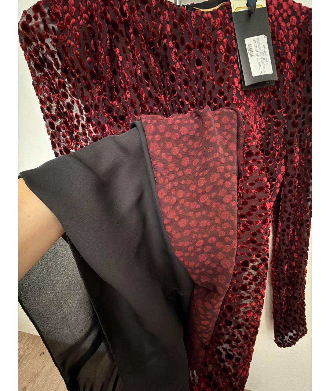 SAINT LAURENT Бордовое бархатное коктейльное платье, фото 4