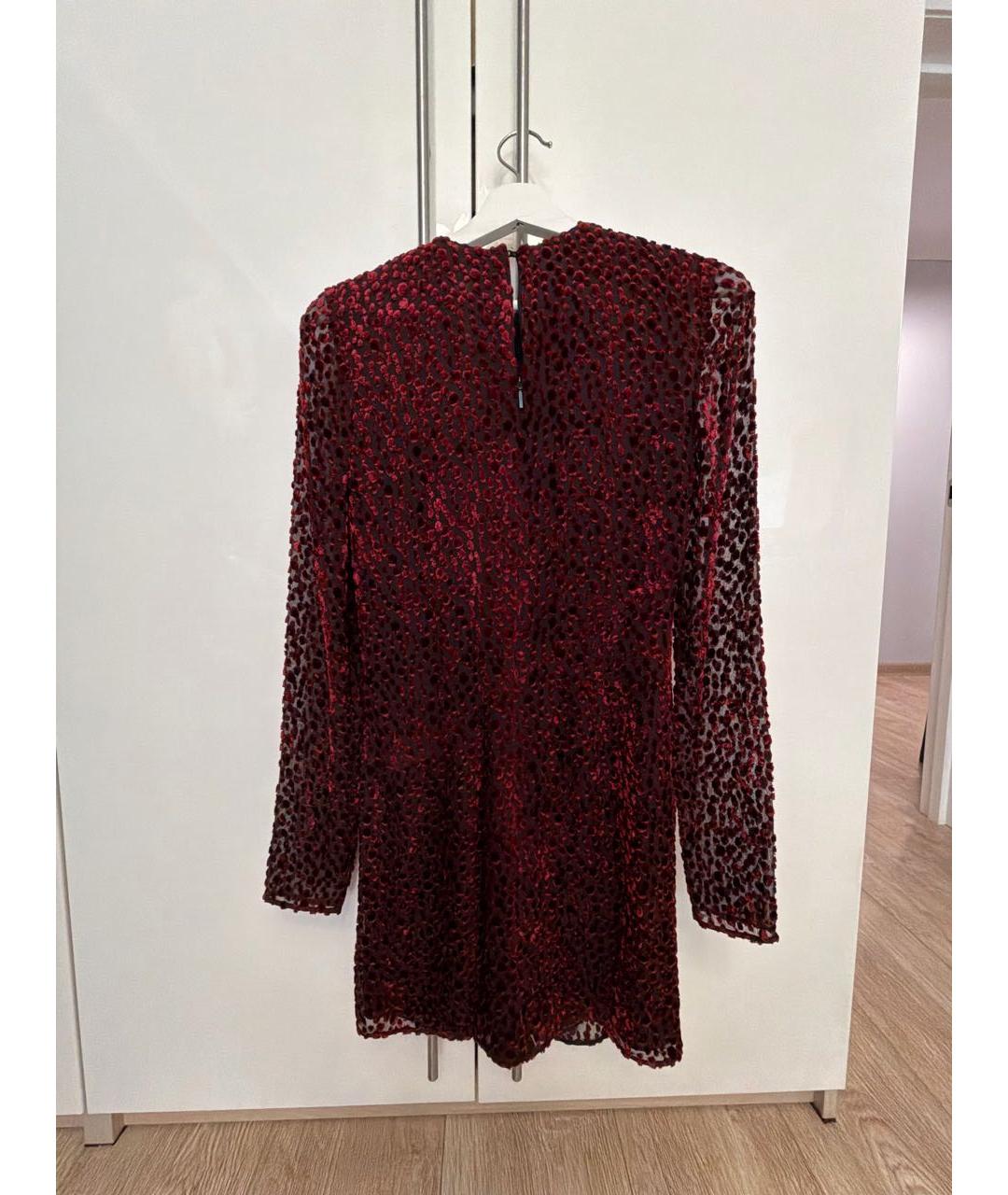 SAINT LAURENT Бордовое бархатное коктейльное платье, фото 2