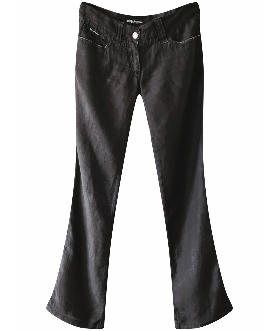 DOLCE&GABBANA Черные льняные прямые брюки, фото 1