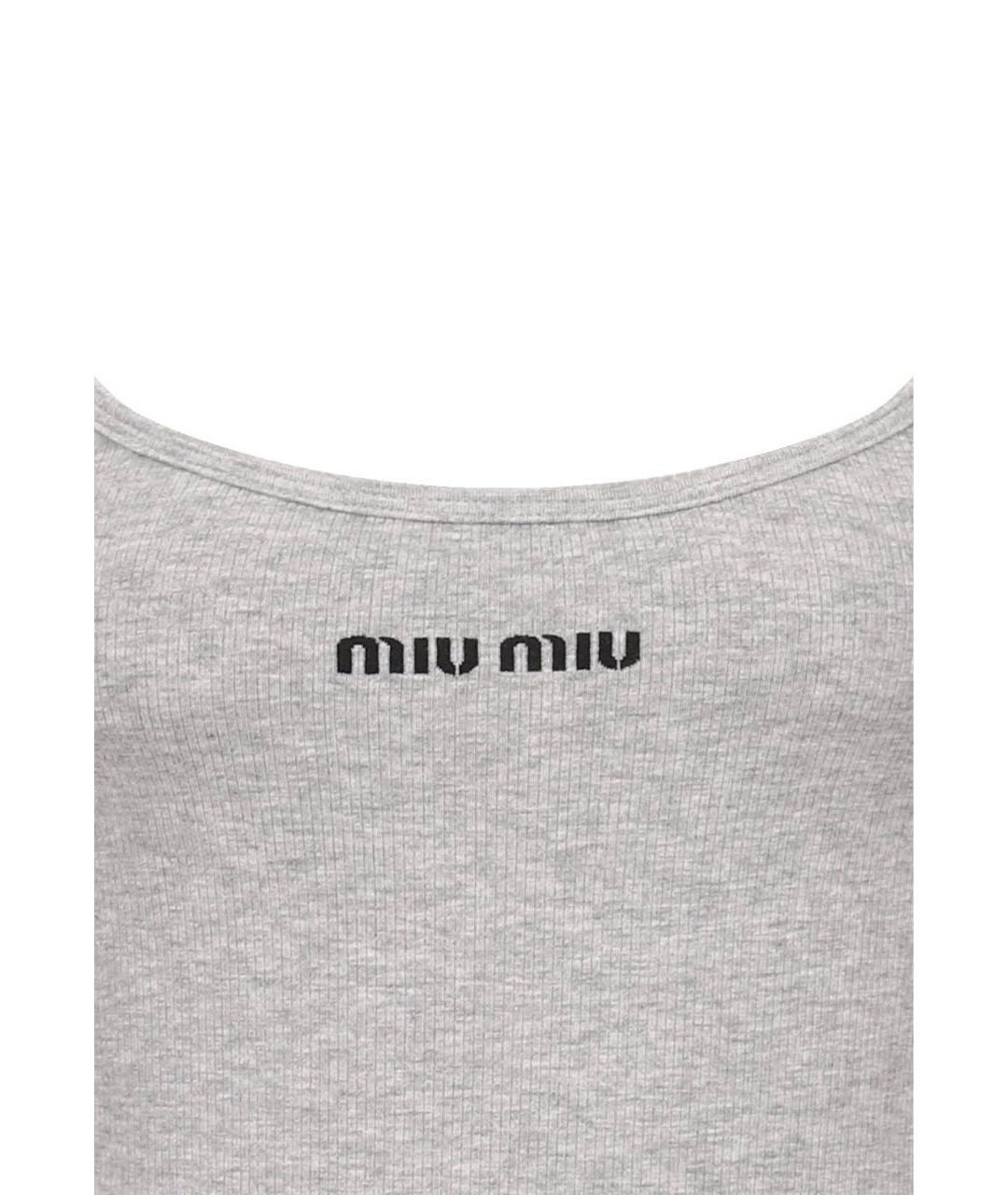 MIU MIU Серое хлопковое повседневное платье, фото 2