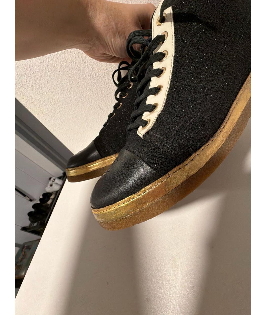CHANEL Черные текстильные ботинки, фото 6