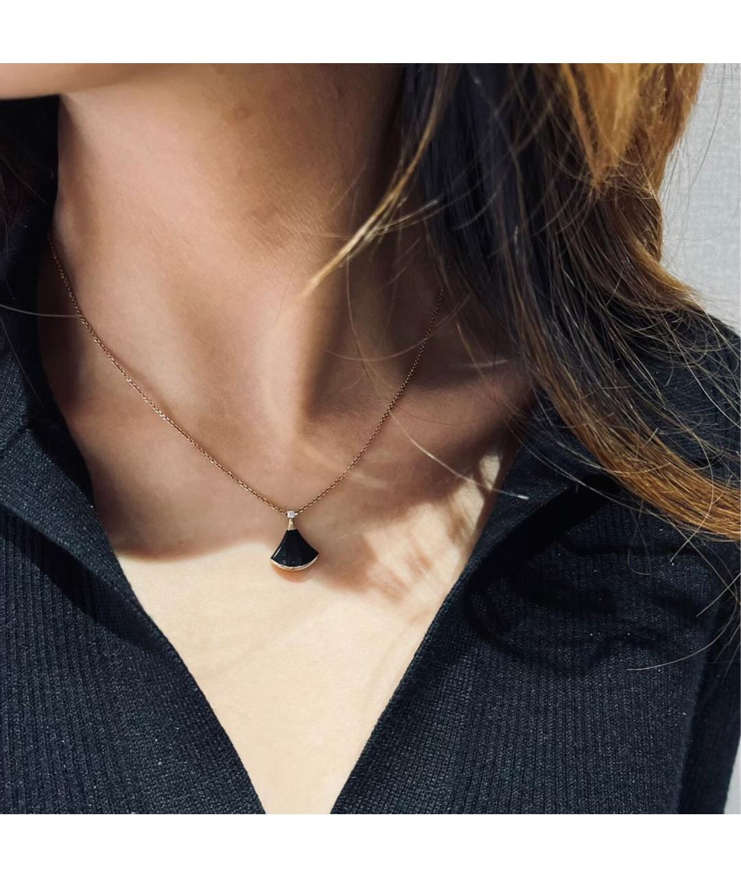 BVLGARI Черное колье из розового золота, фото 4