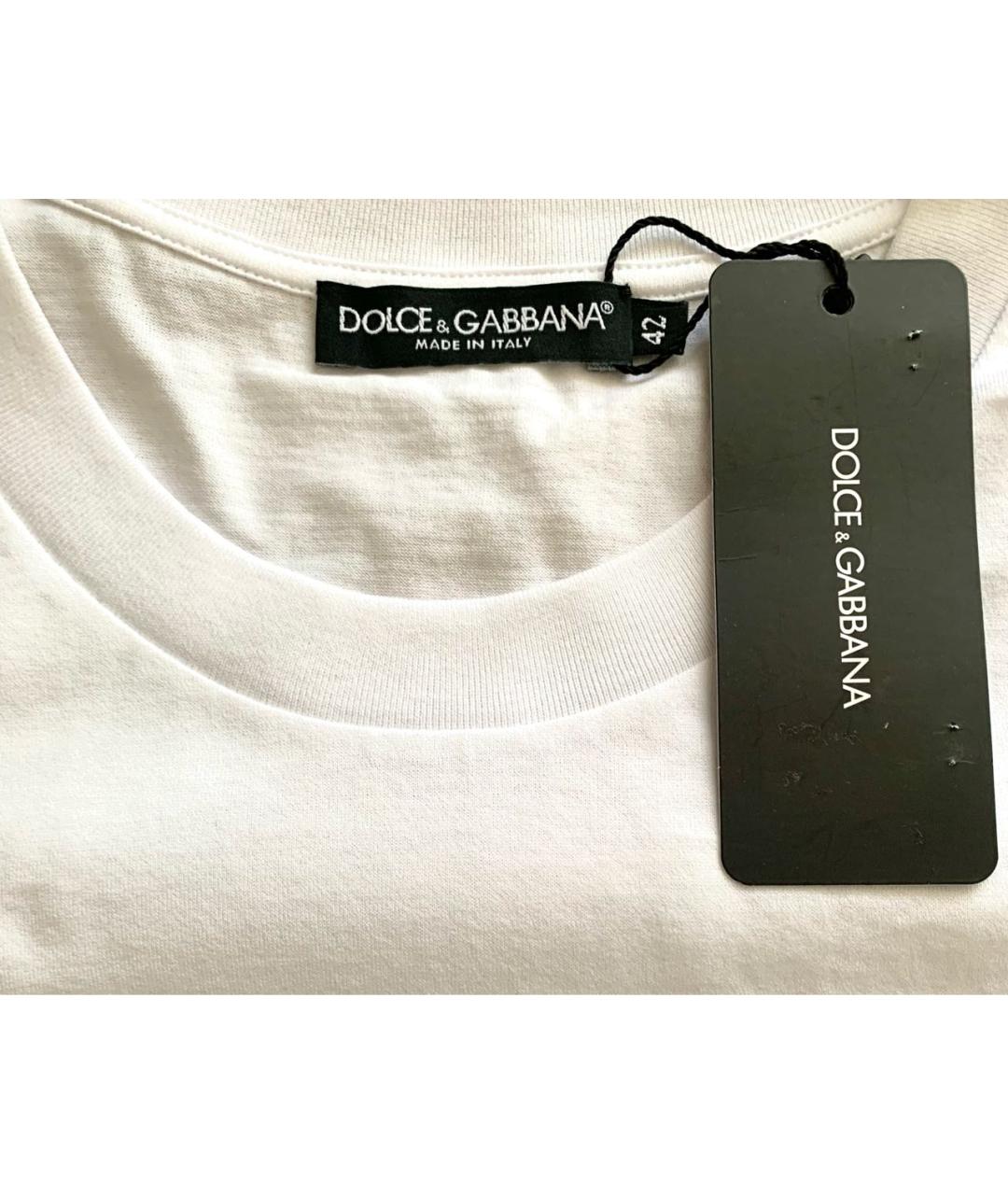 DOLCE&GABBANA Белая хлопковая футболка, фото 4