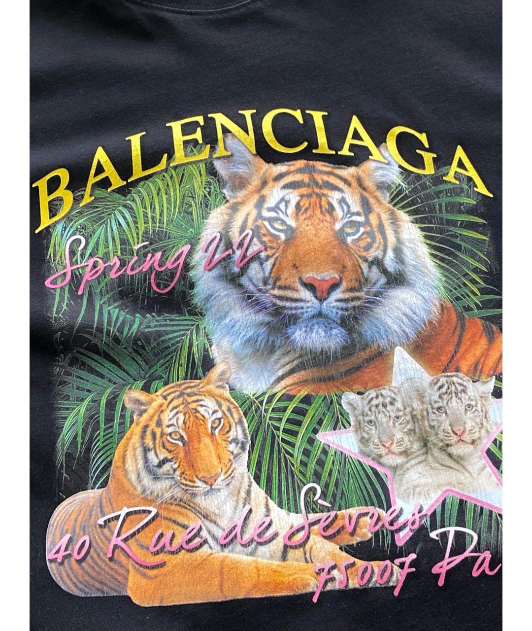 BALENCIAGA Черная хлопковая футболка, фото 7