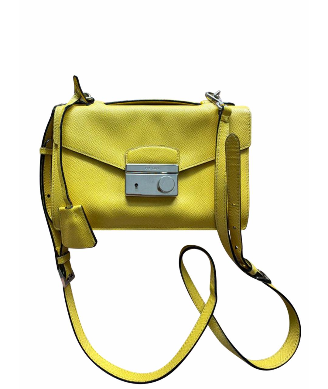 PRADA Желтая кожаная сумка через плечо, фото 1