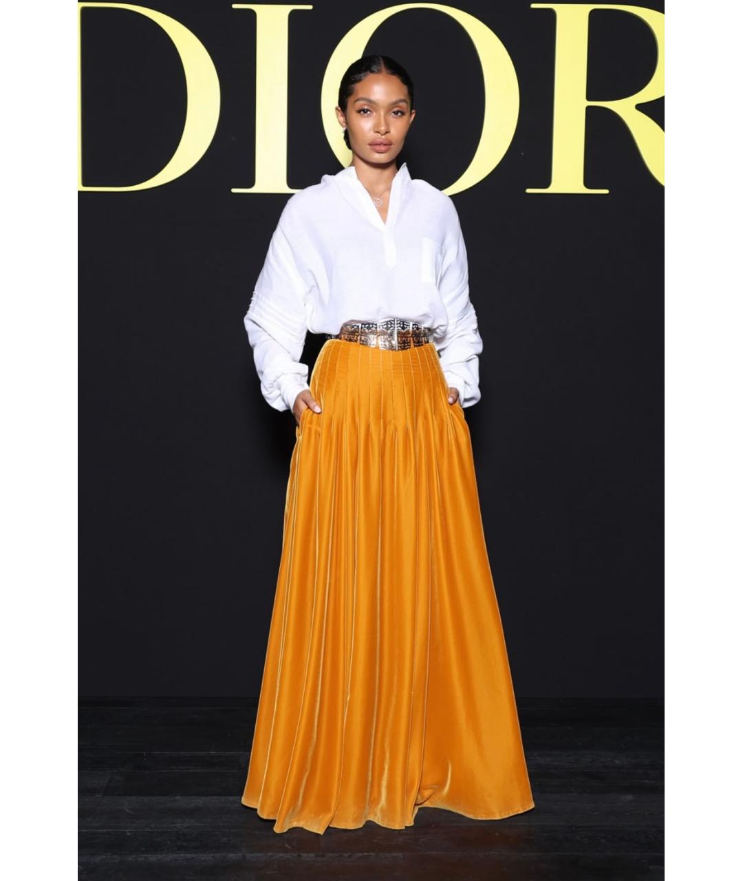 CHRISTIAN DIOR Оранжевая вискозная юбка макси, фото 2