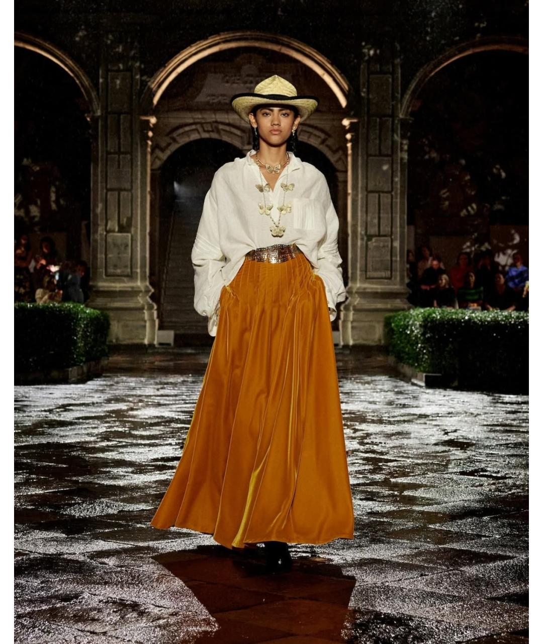 CHRISTIAN DIOR Оранжевая вискозная юбка макси, фото 4