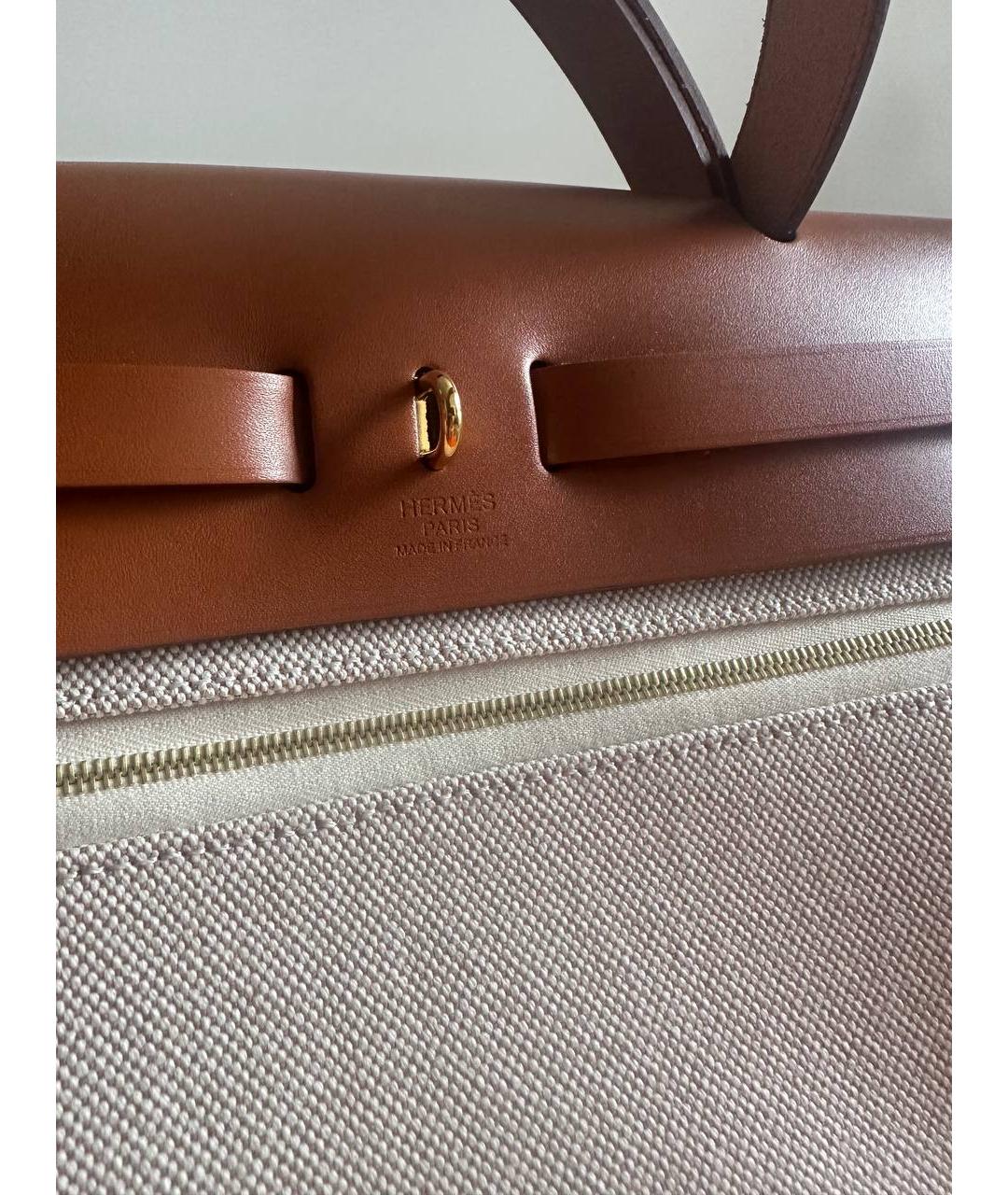 HERMES Коричневая тканевая сумка через плечо, фото 4