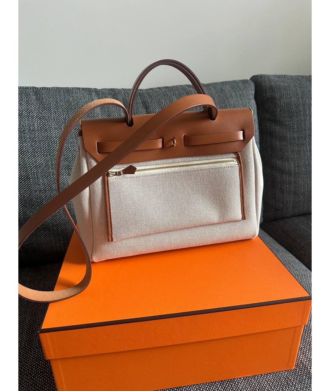 HERMES Коричневая тканевая сумка через плечо, фото 3