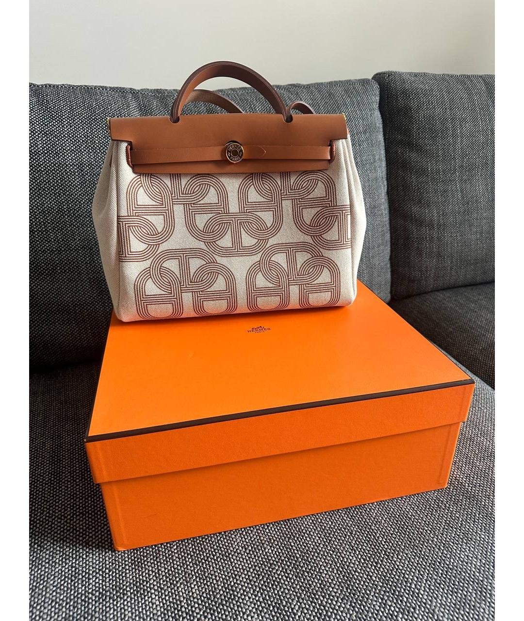 HERMES Коричневая тканевая сумка через плечо, фото 2