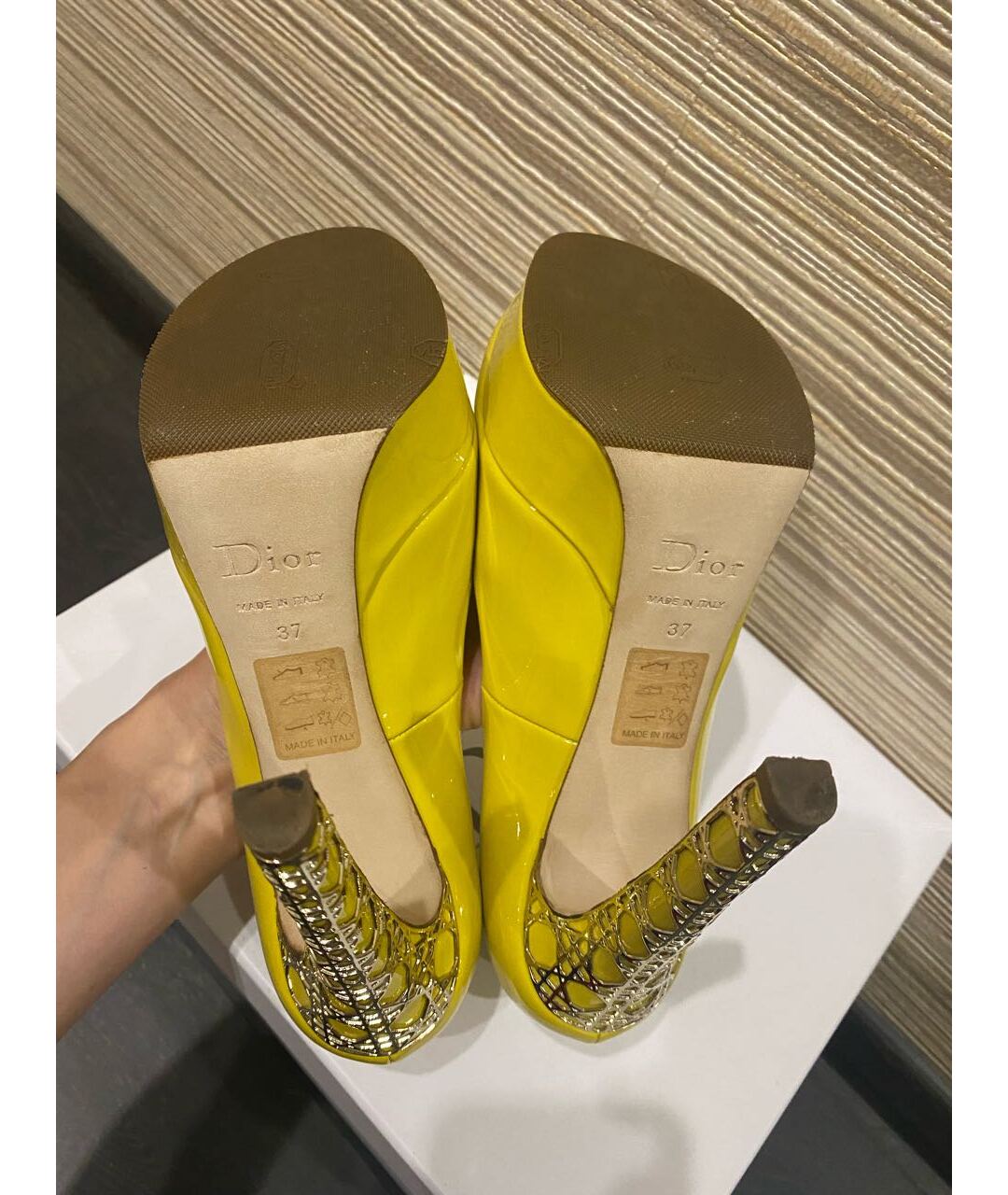 CHRISTIAN DIOR Желтые кожаные туфли, фото 5