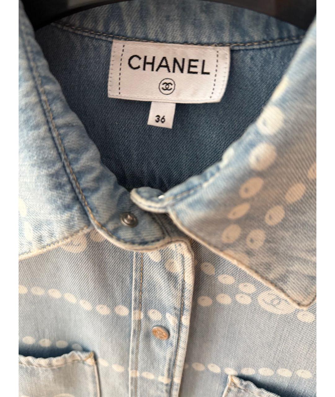 CHANEL Голубая хлопко-эластановая рубашка, фото 2