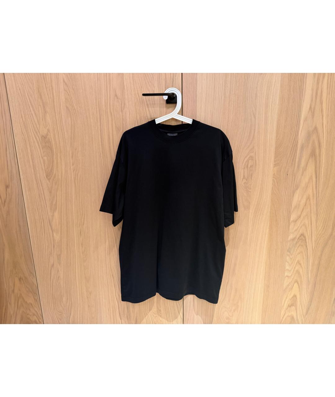 BALENCIAGA Черная хлопковая футболка, фото 4