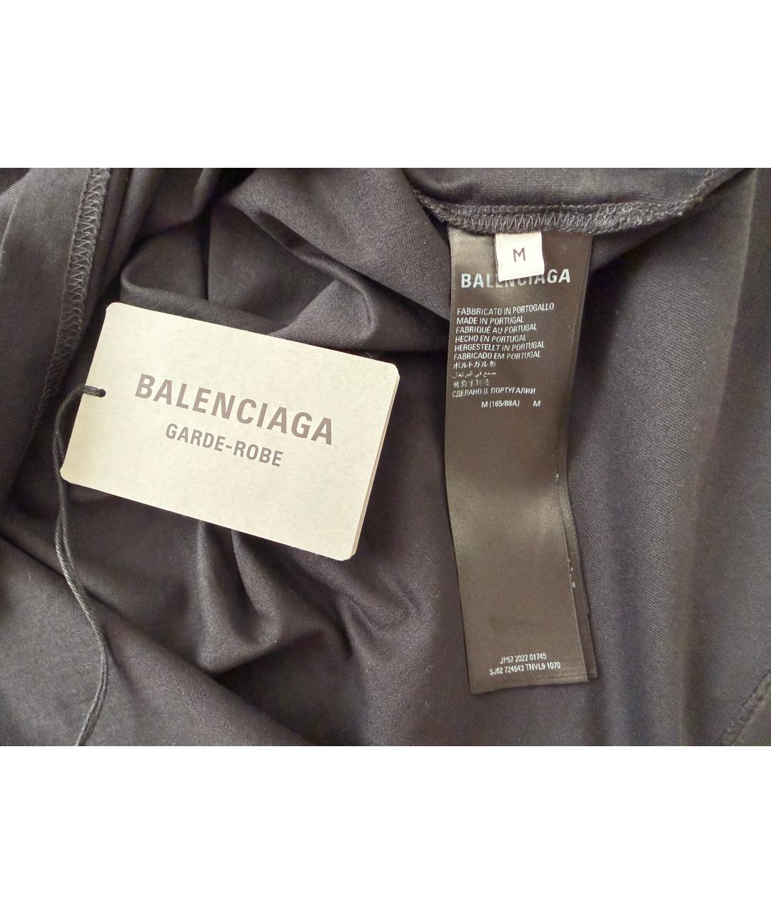 BALENCIAGA Черная хлопковая футболка, фото 8