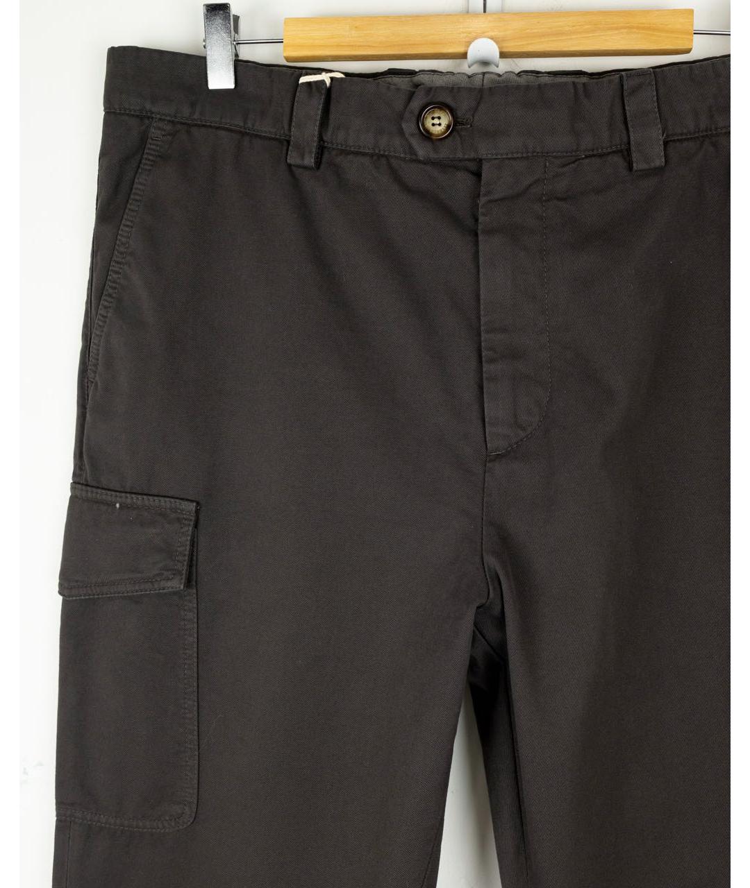 BRUNELLO CUCINELLI Коричневые хлопковые повседневные брюки, фото 4