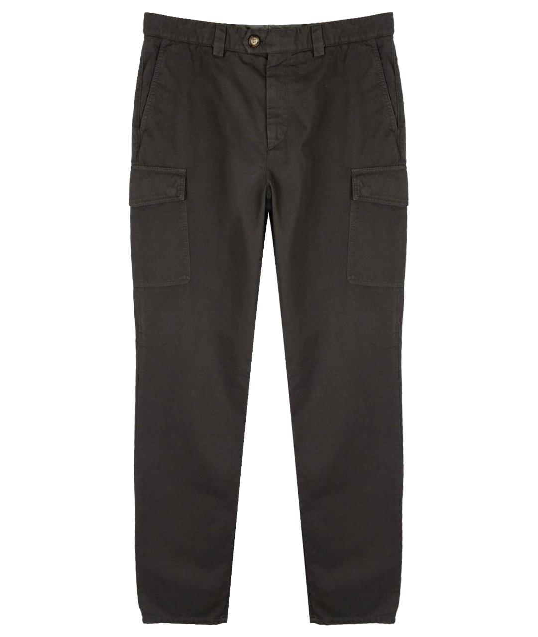 BRUNELLO CUCINELLI Коричневые хлопковые повседневные брюки, фото 1