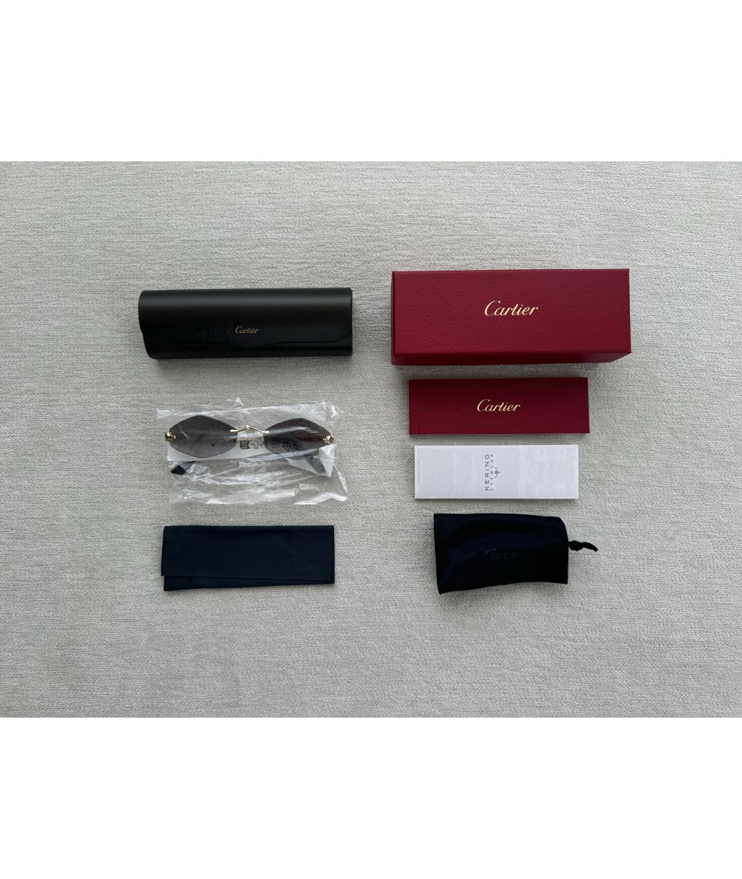 CARTIER Золотые металлические солнцезащитные очки, фото 9