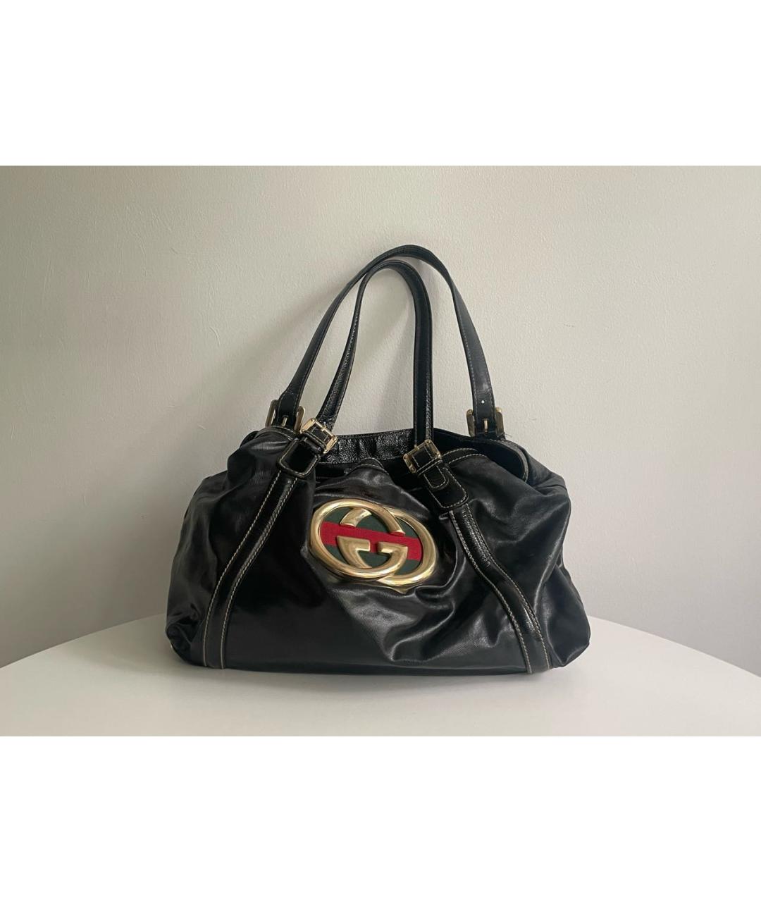 GUCCI Черная кожаная сумка тоут, фото 8